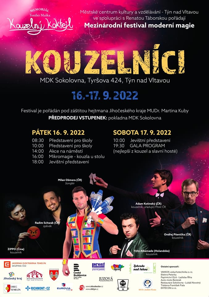 Kouzelník Štěpán Šmid - Kouzelníci na festivalu Kouzelný koktejl Týn nad Vltavou, okr. České Budějovice