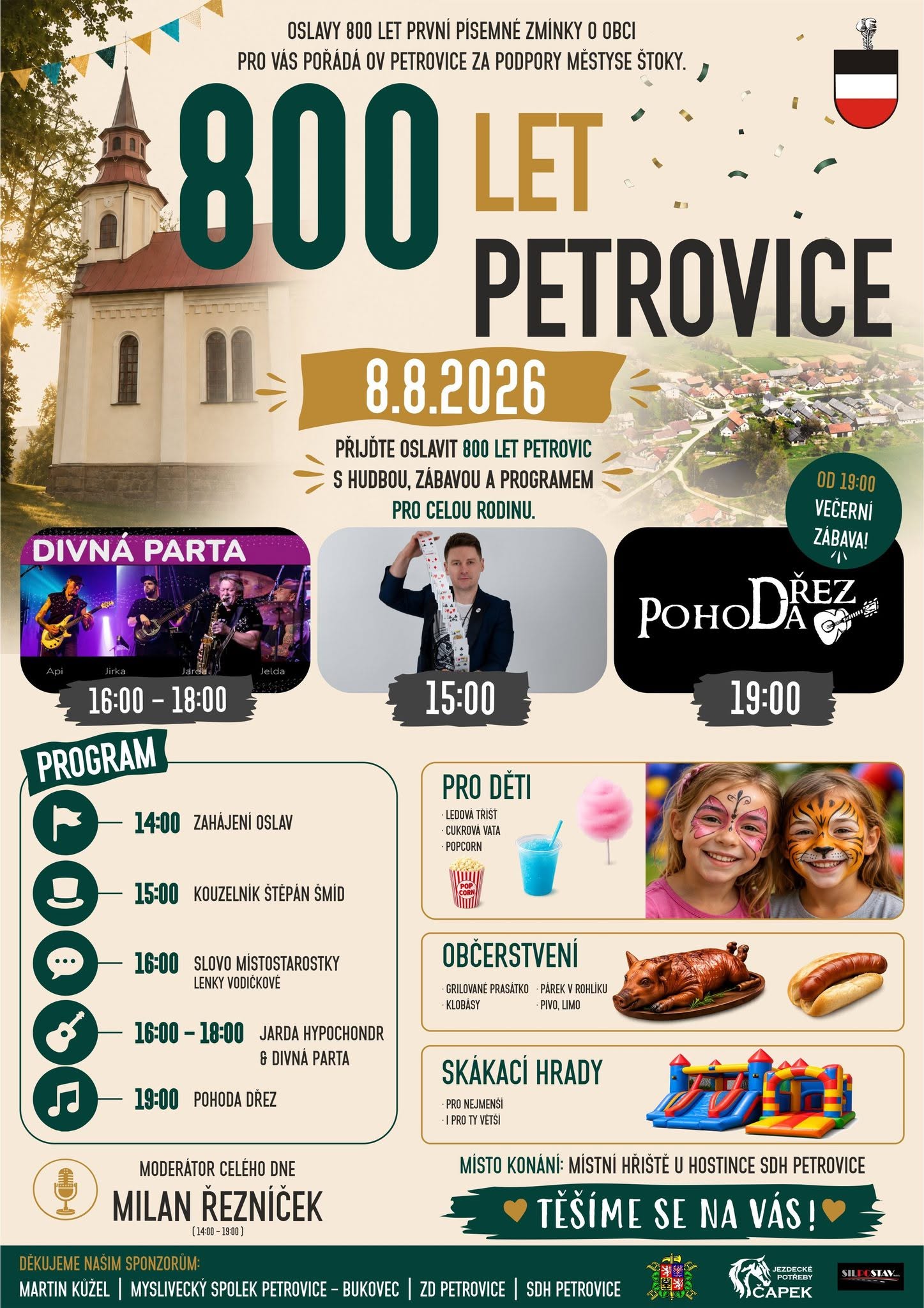 Kouzelník Štěpán Šmid - Kouzelník na oslavách výročí obce Petrovice, okr. Havlíčkův Brod, Vysočina